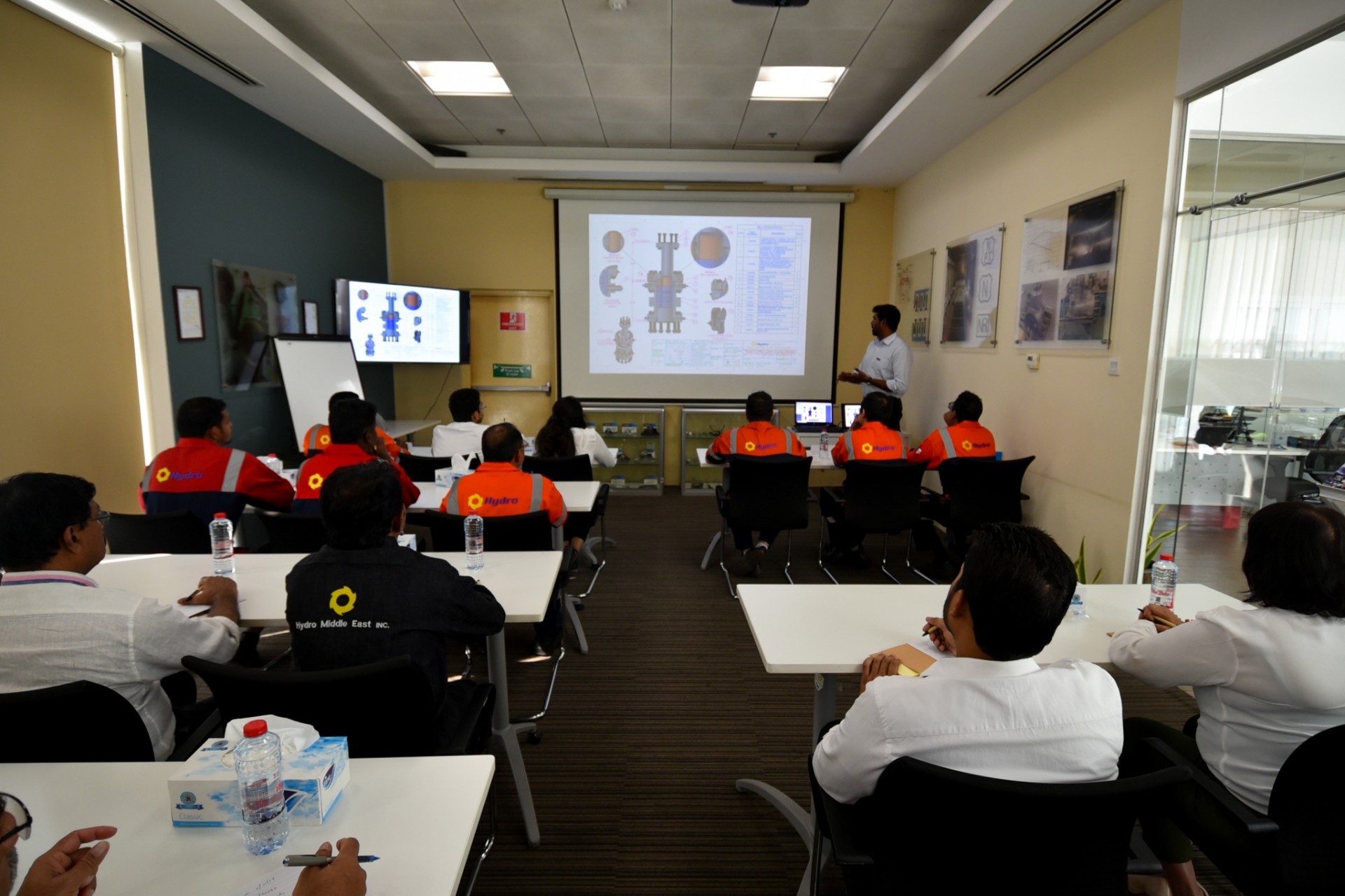 a group of people in a room