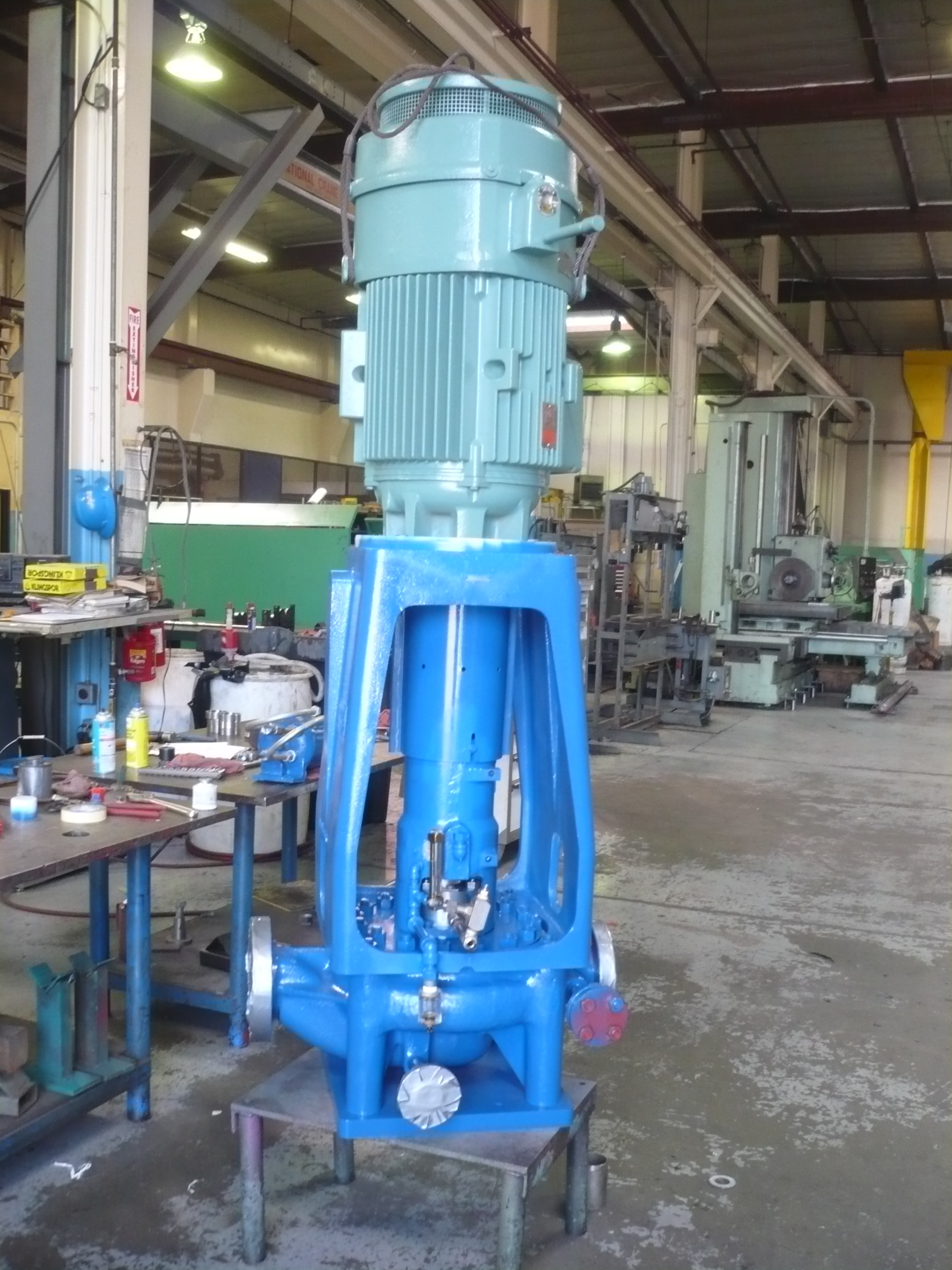 Vertical In-Line Pumps for Refinery: Evans Hydro modified five oil lubricated vertical in-line pumps for a refinery that were being used as internal transfer pipeline pumps. These modifications, which were made to prevent oil from being siphoned out of the sump, increased the pumps mean-time-between-repair and saved the refinery over $260,000 in maintenance costs.
